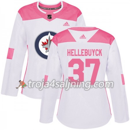 Winnipeg Jets tröja Connor Hellebuyck 37 Vit 2017-2018 Adidas Rosa Fashion Authentic - Dame NHL Tröjor